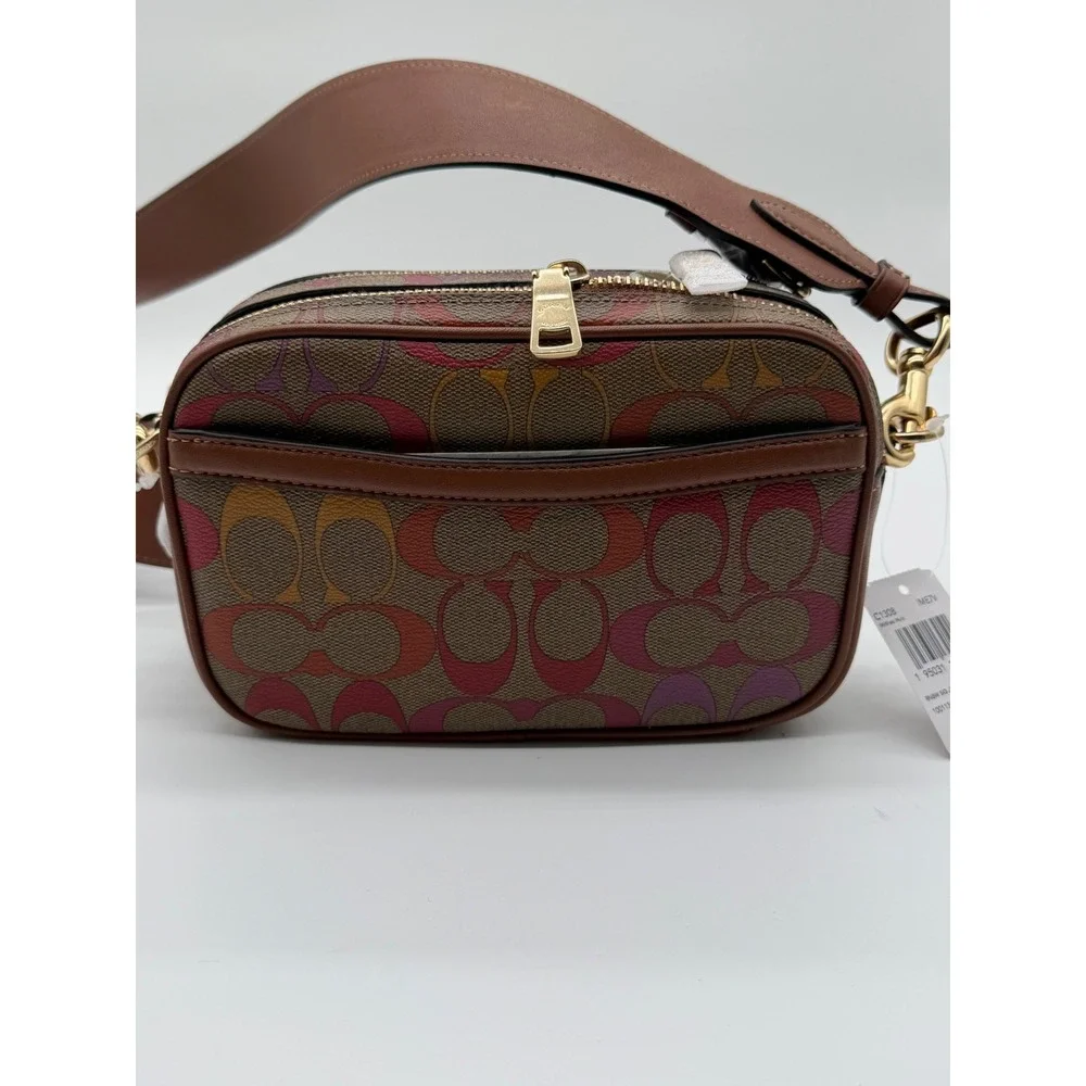 Coach Crossbody Bag Signature Rainbow Canvas Brown Multi‎ NEW